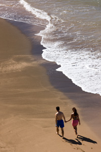 walking on the beach